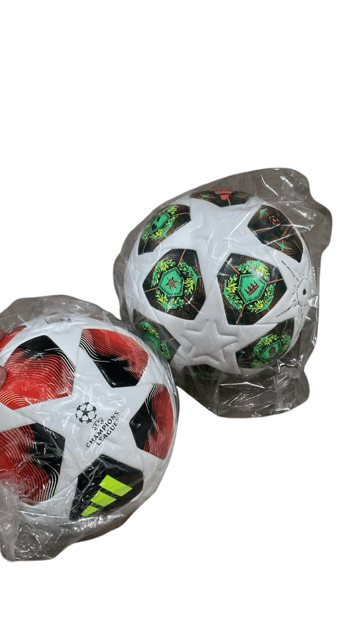 Star-panel competition match football in white and emerald green colorway