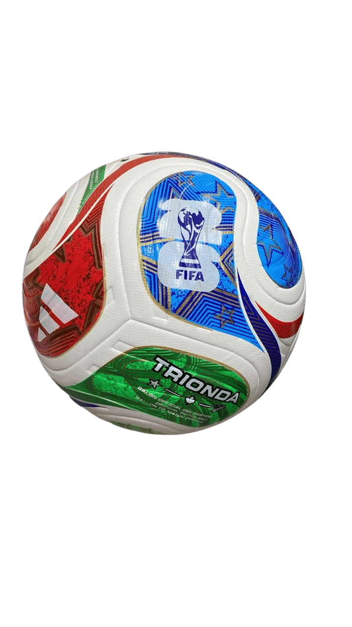 Multi-panel seamless tournament ball featuring colorful geometric graphics and sealed seams